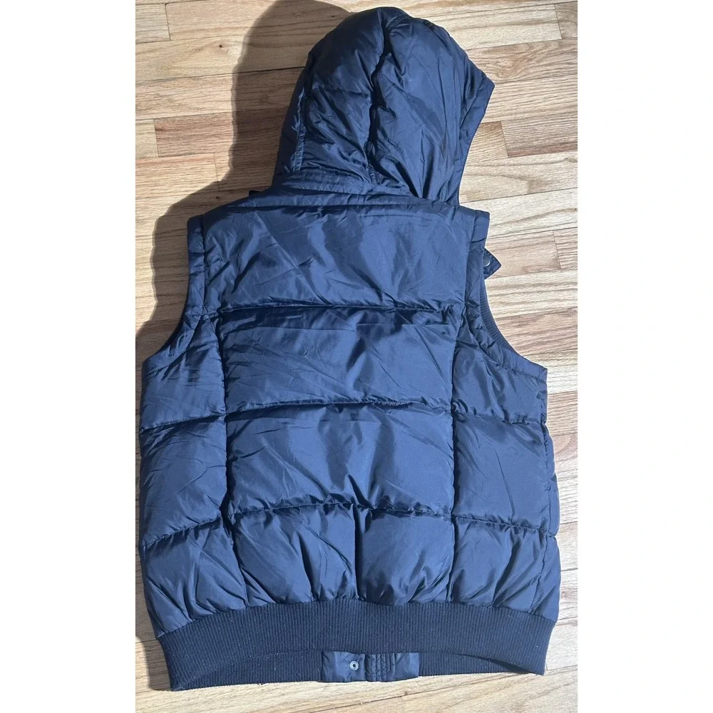 Vintage GAP Black Down Puffer Vest Detachable Hood  Heavyweight Insulated Size L